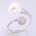 2018 ZheFan white pearl and round engagement ring and White CZ